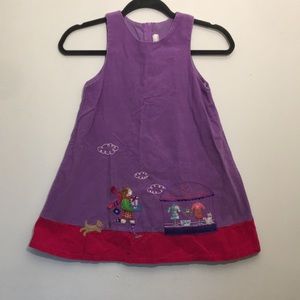 Lightweight Corduroy 100% Cotton Appliqué Dress: Size 6/7C